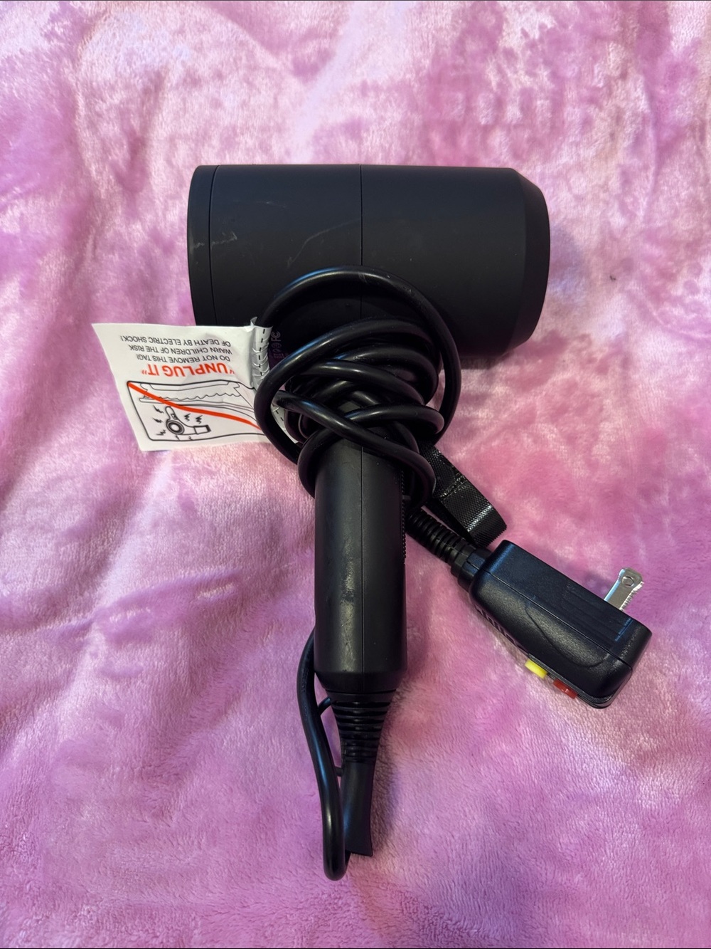 Compact Black Hair Dryer with Coiled Cord
